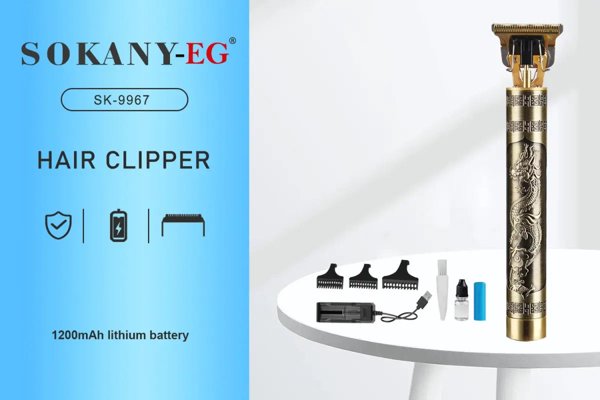Sokany SK-LF-9967 Rechargeable Hair & Beard Trimmer – Gold Design