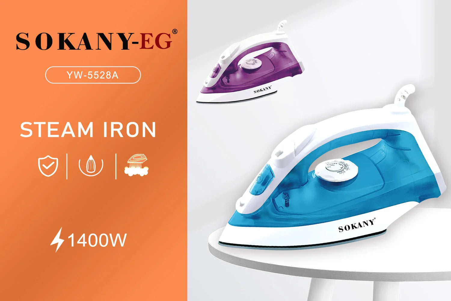 Sokany YW-5518 steam iron, 1600 watts