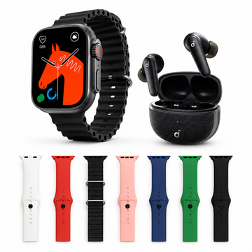 Ultra 3 Smart Watch 7 Straps + Soundcore R500i Earbuds – عرض ساعة ذكية وسماعات بلوتوث