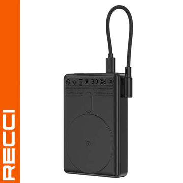ريكى RPB W37 5000 مللي أمبير بنك طاقة مغناطيسي لاسلكي 15 واط شاحن 2 في 1 مع كابل مدمج USB C PD وحامل