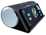 I-conx 1601 Music Speaker, a portable wireless Bluetooth speaker featuring a 16W maximum power output and an integrated smartphone stand slot design.