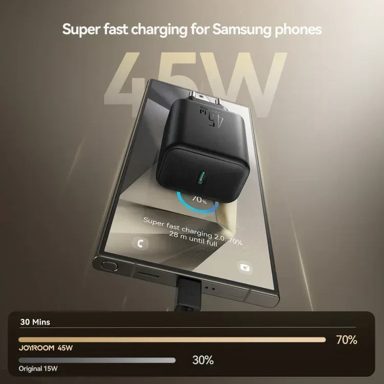 شاحن جوي رووم JR TCG13 بقوة 45 واط بتقنية جان ومزود بمنفذ USB-C