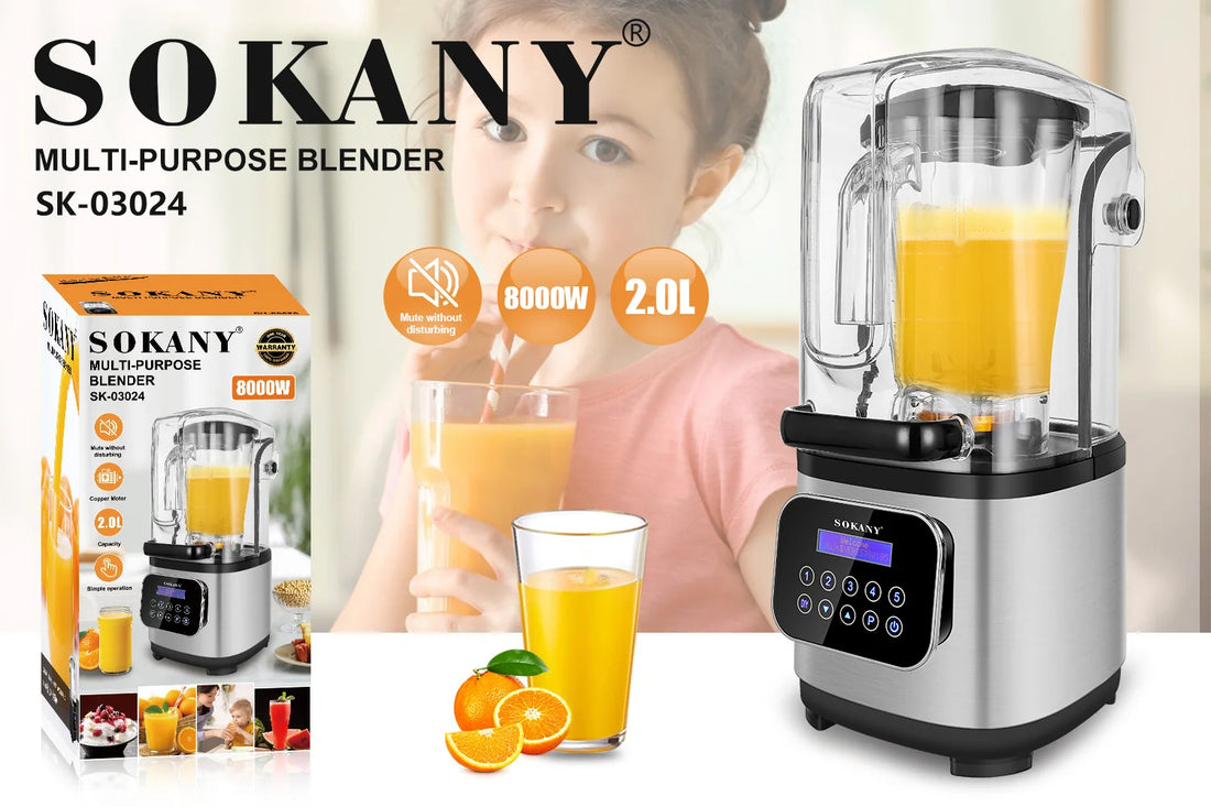 Sokany SK-03024 Digital Silent Blender – 8000W High-Speed Motor, 2L Soundproof Jar