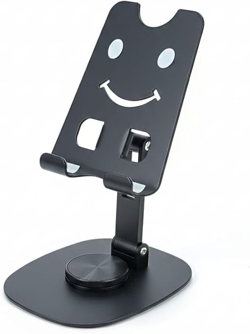 Adjustable foldable metal desktop phone holder, smiley face shape