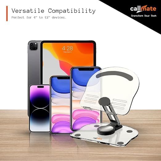Acrylic Tablet Stand (K11) 360° Rotating and Foldable Transparent Tablet Stand