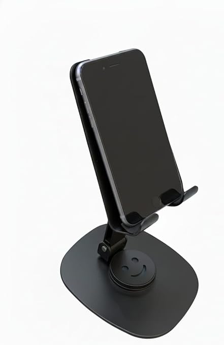 Adjustable foldable metal desktop phone holder, smiley face shape
