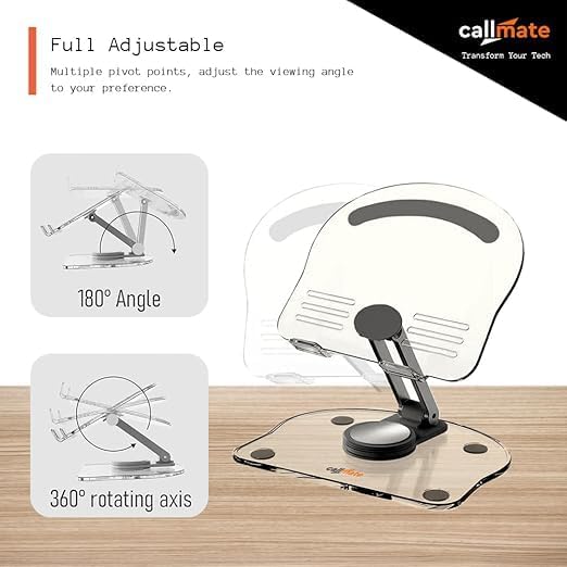 Acrylic Tablet Stand (K11) 360° Rotating and Foldable Transparent Tablet Stand