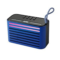 The Top T303 is an orange-and-black compact wireless portable speaker featuring a 5W horn, RGB lighting effects, strong bass output, and a built-in carrying strap.