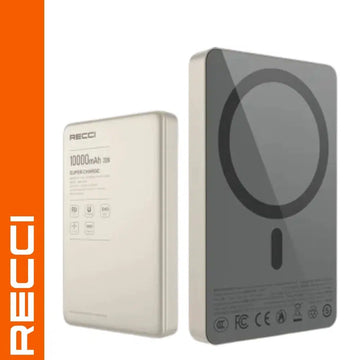 باور بنك RECCI RPB-W36 سعة 10000mAh شحن لاسلكي 15 واط مع شحن سريع PD 20 واط – تصميم