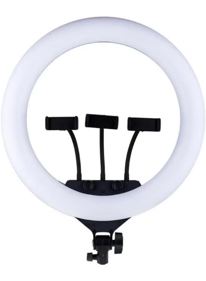 Professional LED Ring Light with 3 Phone Holders & 180° Rotation | رينج لايت LED احترافي بثلاث حوامل هاتف ودوران 180°