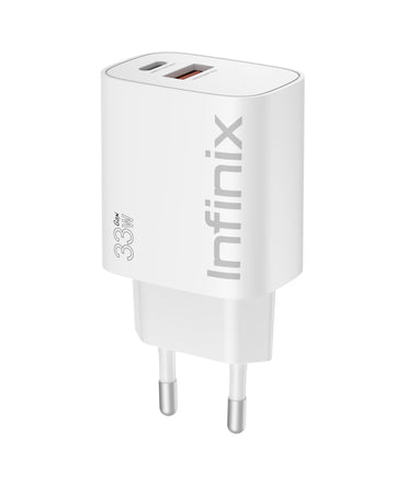 Infinix Charger Kit XC33EU+XDC53 White, 33W Fast Charger