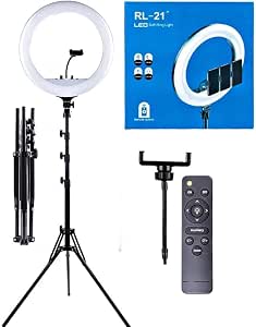 RL-21 LED Ring Light with Tripod Stand & Remote Control | رينج لايت LED احترافي RL-21 مع حامل وريموت