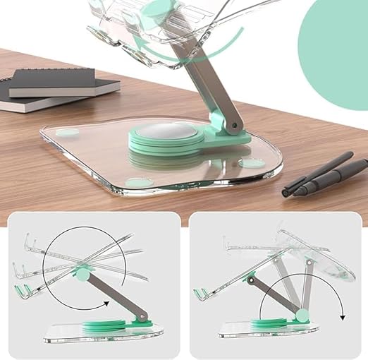 Acrylic Tablet Stand (K11) 360° Rotating and Foldable Transparent Tablet Stand