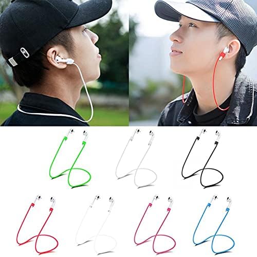A colorful silicone neckband for wireless airpods, designed to prevent loss and protect the earbuds from shocks.