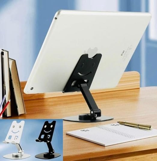 Adjustable foldable metal desktop phone holder, smiley face shape