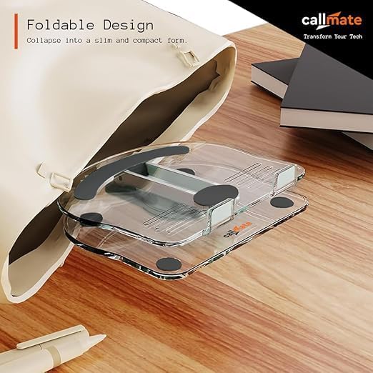 Acrylic Tablet Stand (K11) 360° Rotating and Foldable Transparent Tablet Stand