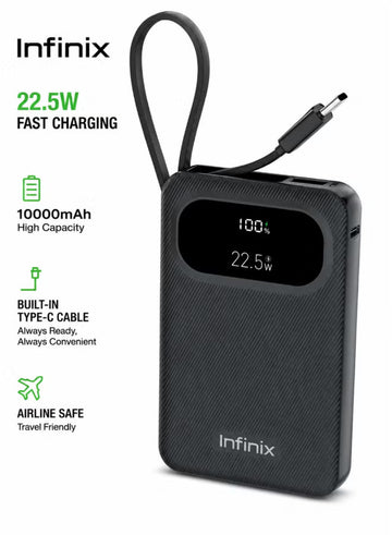 باور بانك Infinix XPower 10 Pro بسعة 10000mAh وشحن سريع 22.5W ⚡🔋
