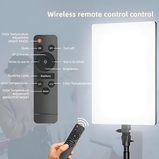 Professional LED Video Light Panel with Remote Control & Stand | إضاءة LED احترافية للتصوير مع ريموت وحامل