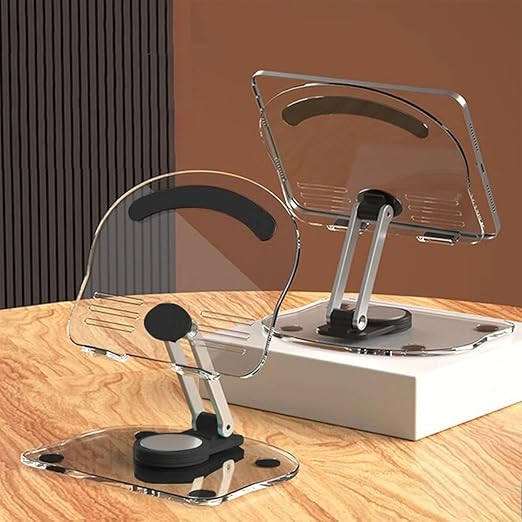 Acrylic Tablet Stand (K11) 360° Rotating and Foldable Transparent Tablet Stand