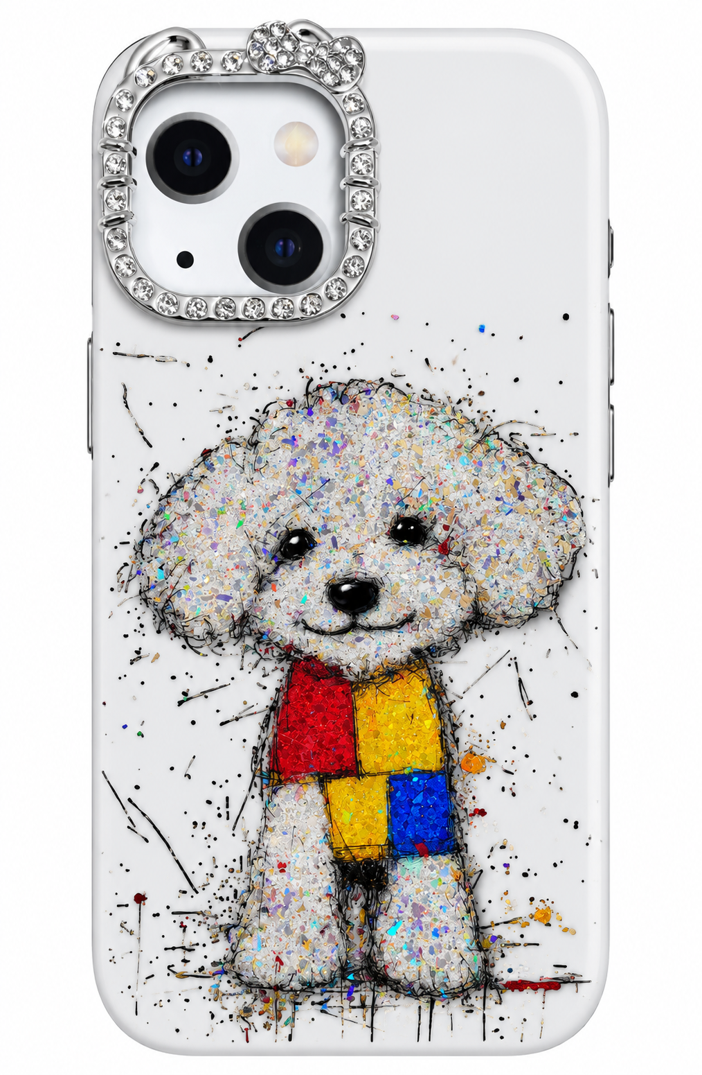 iphone 15 case لامع بتصميم كيوت مع إطار كاميرا مرصع بالألماس ✨🐰