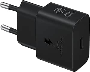 محول شاحن سريع من Samsung، شاحن موفر للطاقة، USB-C، 25 واط، أسود