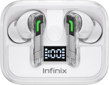 Infinix GTBuds 4 (XE35) - White, AI ENC HD Sound and Calls with 4 Mics, 30dB (ANC), V6.0 Bluetooth E