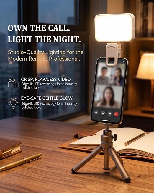 AI Clip-On LED Video Light | إضاءة LED احترافية للموبايل واللابتوب للتصوير والمكالمات والبث المباشر