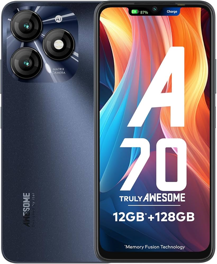 tel A70 | 12GB RAM + 128GB ROM| 13MP Dual Rear Camera & 8MP Front Camera | 5000mAh Battery with Type-C Charging