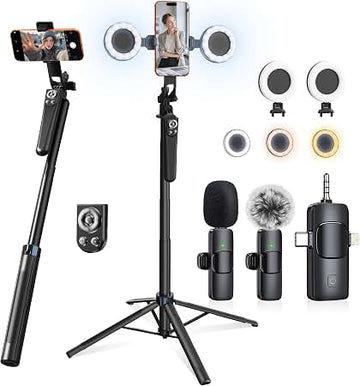 AI Smart Live Streaming Kit | طقم احترافي للبث المباشر وصناعة المحتوى مع ميكروفون وإضاءة وحامل