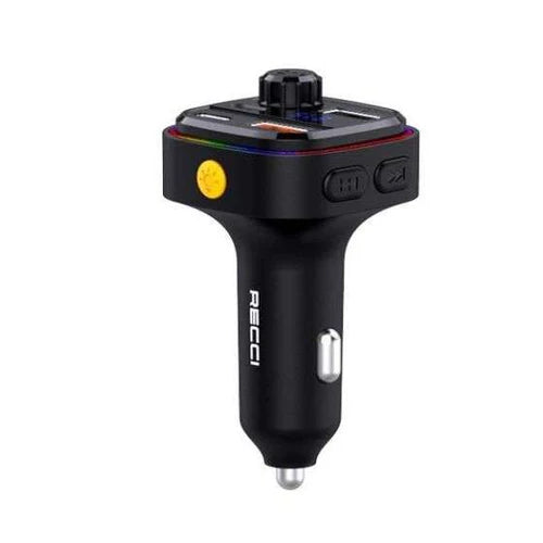 شاحن عربية Recci متعدد الوظائف 15 وات بمنفذي USB ومنفذ USB C أسود RQ08