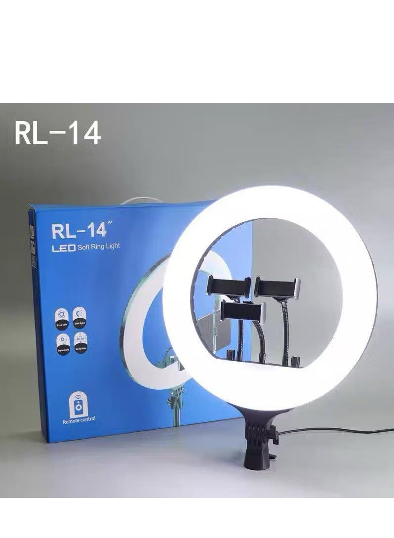 RL-14 LED Ring Light with 3 Phone Holders & Remote Control | رينج لايت LED احترافي RL-14 بثلاث حوامل هاتف وريموت