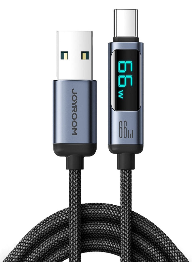 JOYROOM S-AC066A16 6A USB to  Type-C Digital Display Fast Charging Data Cable, Length: 1.2m (Black)