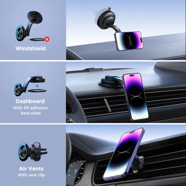 JOYROOM JR-ZS366-W 2 in 1 Dashboard Air Vent Magnetic Car Phone Mount Kit(Black)