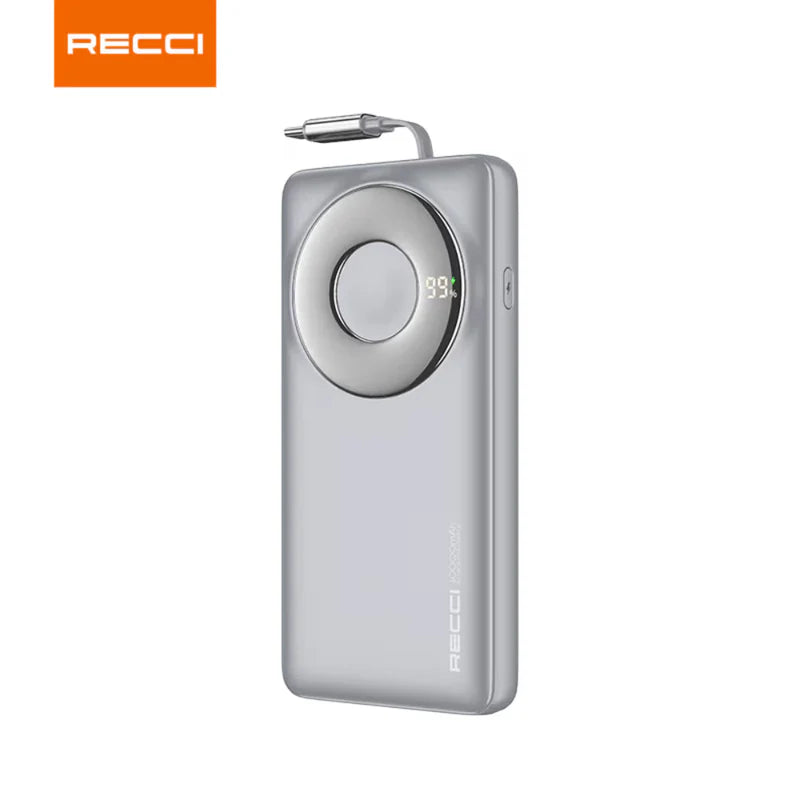 Recci RPB P58 22 5W Ret retractable Cable Fast Charging Power Bank بنك طاقة Recci RPB P58 22 5 واط قابل للسحب مع كابل شحن سريع
