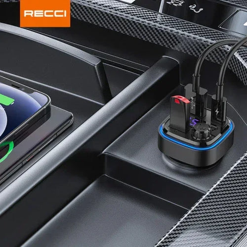 شاحن عربية متعدد الوظائف Recci 15W 15W مع FM موديل RQ08