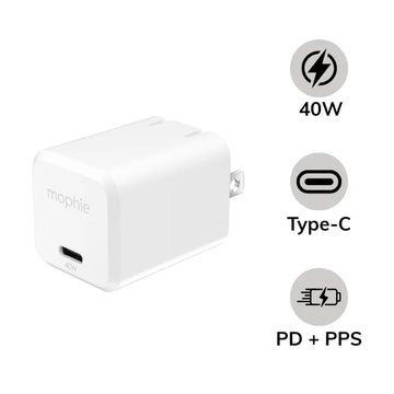 شاحن حيطة سريع موفي سبيدبورت 40 واط بمنفذ USB-C وتقنية GaN