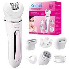 Kemei km- 7936 Electric Facial and Body Hair Remover for Women, Rechargeable, 5-in-1 Set