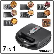 Sokany sk-907 portable (7 in 1) electric grill bread toaster sand machine