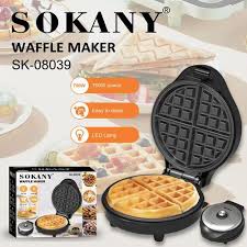صانعة الوافل Sokany SK-08039 مع طلاء غير لاصق وتسخين على الوجهين - 750 واط