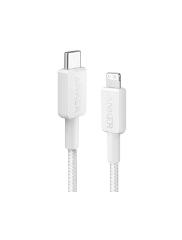 كابل Anker 322 USB-C إلى Lightning مضفر بطول 3 أقدام A81B5H21 - أبيض