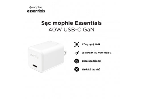 شاحن حيطة سريع موفي سبيدبورت 40 واط بمنفذ USB-C وتقنية GaN