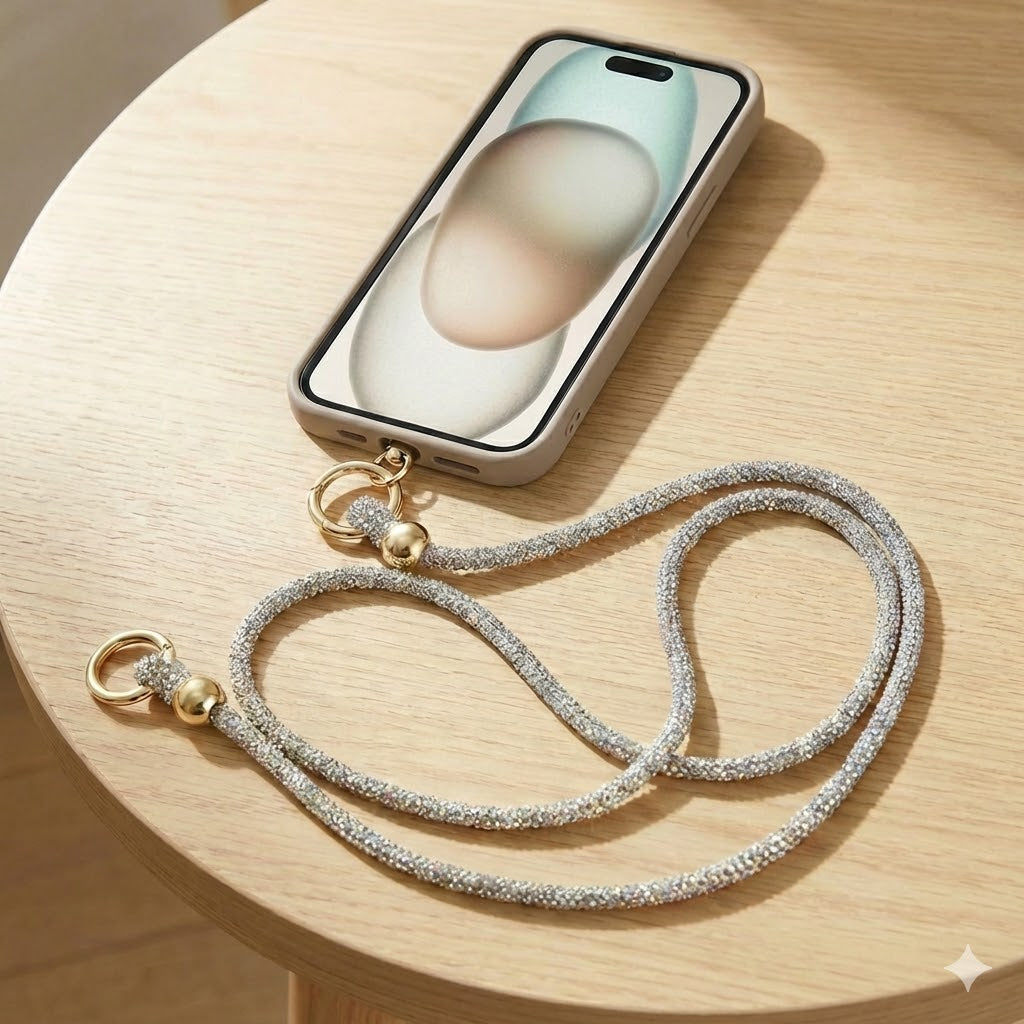 Phone Crossbody Lanyard, Crystal Phone Lanyard with Full Rhinestone Bling Glitter - 1.5 M