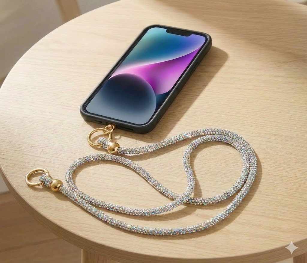 Phone Crossbody Lanyard, Crystal Phone Lanyard with Full Rhinestone Bling Glitter - 1.5 M